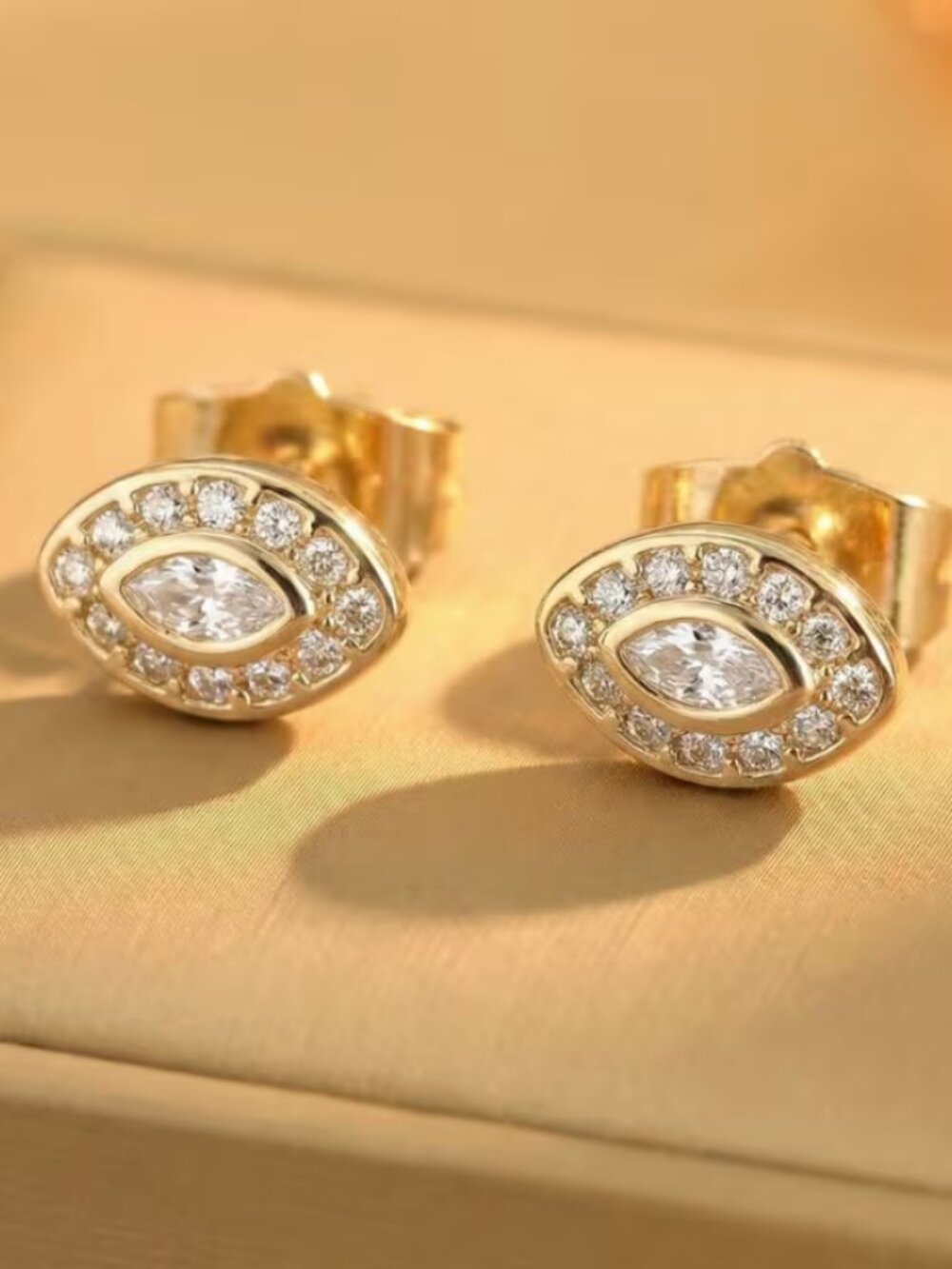 14K Gold Womens 2ct Diamond Eye Stud Earrings Ladies New 14 Karat Silver Jewelry